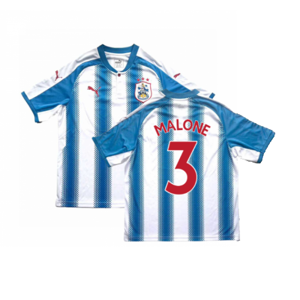 '17-'18 Huddersfield Home Shirt (Excellent) (Malone 3) Polyester Made By: Puma Men's White-Blue 3XL