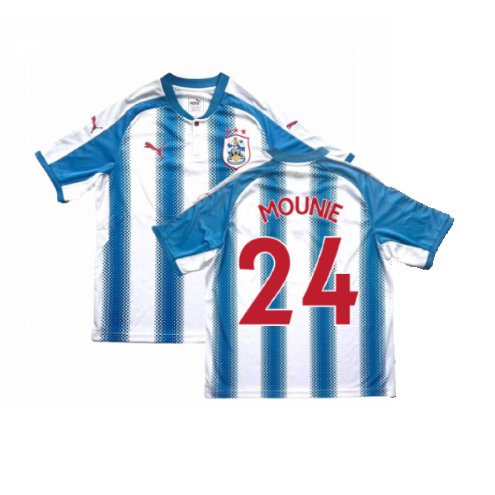 '17-'18 Huddersfield Home Shirt (Excellent) (Mounie 24) Polyester Made By: Puma Men's White-Blue Xxl