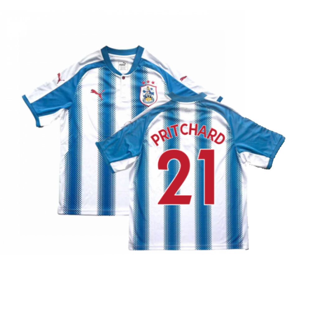 '17-'18 Huddersfield Home Shirt ) (Mint) (Pritchard 21) Polyester Made By: Puma Men's White-Blue Xxl