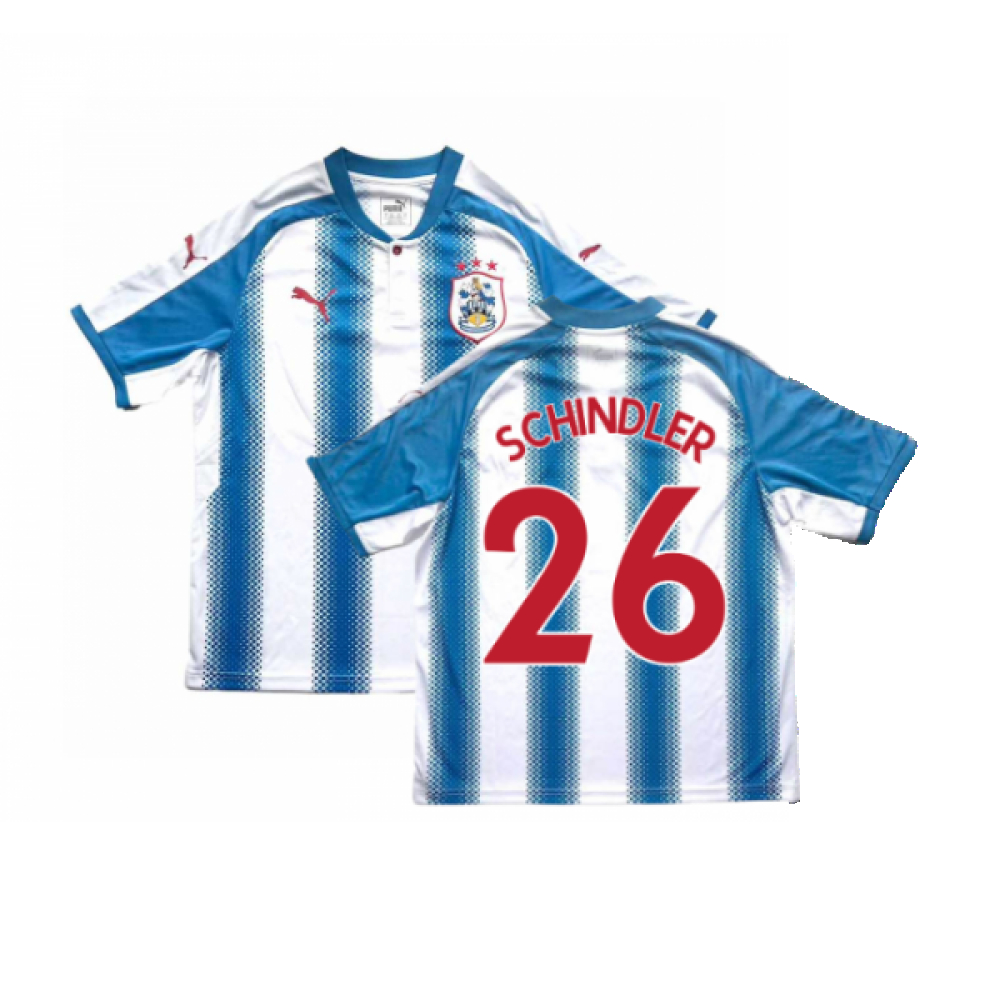 '17-'18 Huddersfield Home Shirt (Excellent) (Schindler 26) Polyester Made By: Puma Men's White-Blue Xxl