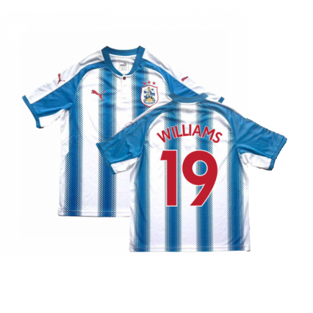 '17-'18 Huddersfield Home Shirt (Excellent) (Williams 19) Polyester Made By: Puma Men's White-Blue 3XL
