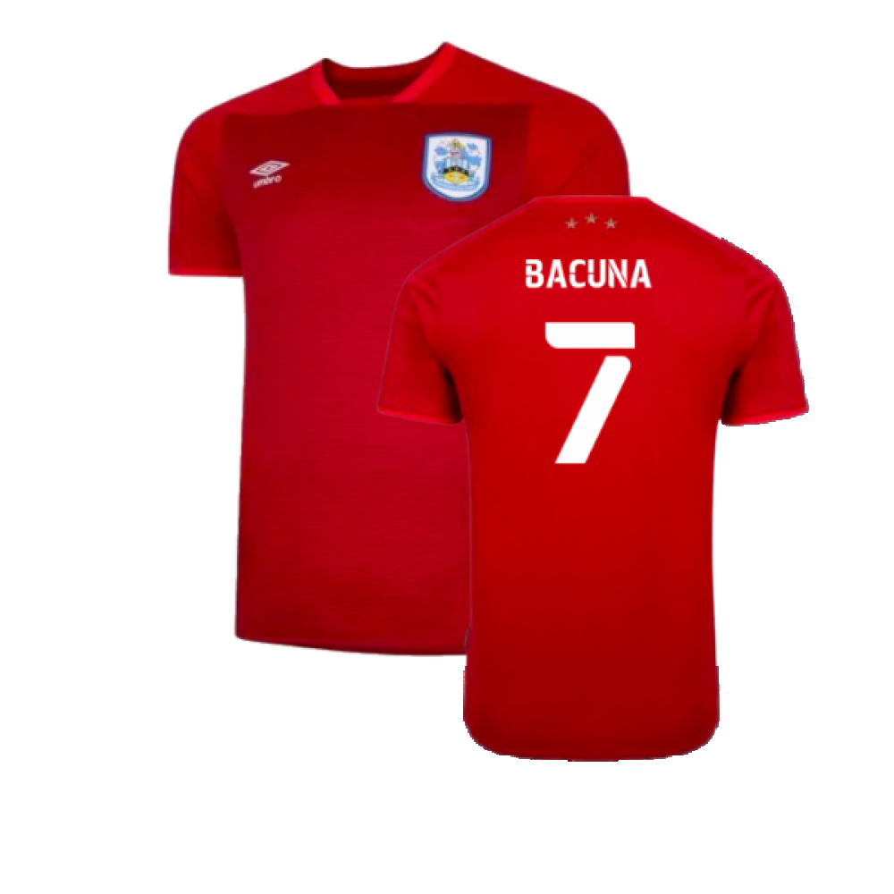 '20-'21 Huddersfield Away Shirt ) (Mint) (Bacuna 7) Polyester Made By: Umbro Men's Red Xxl