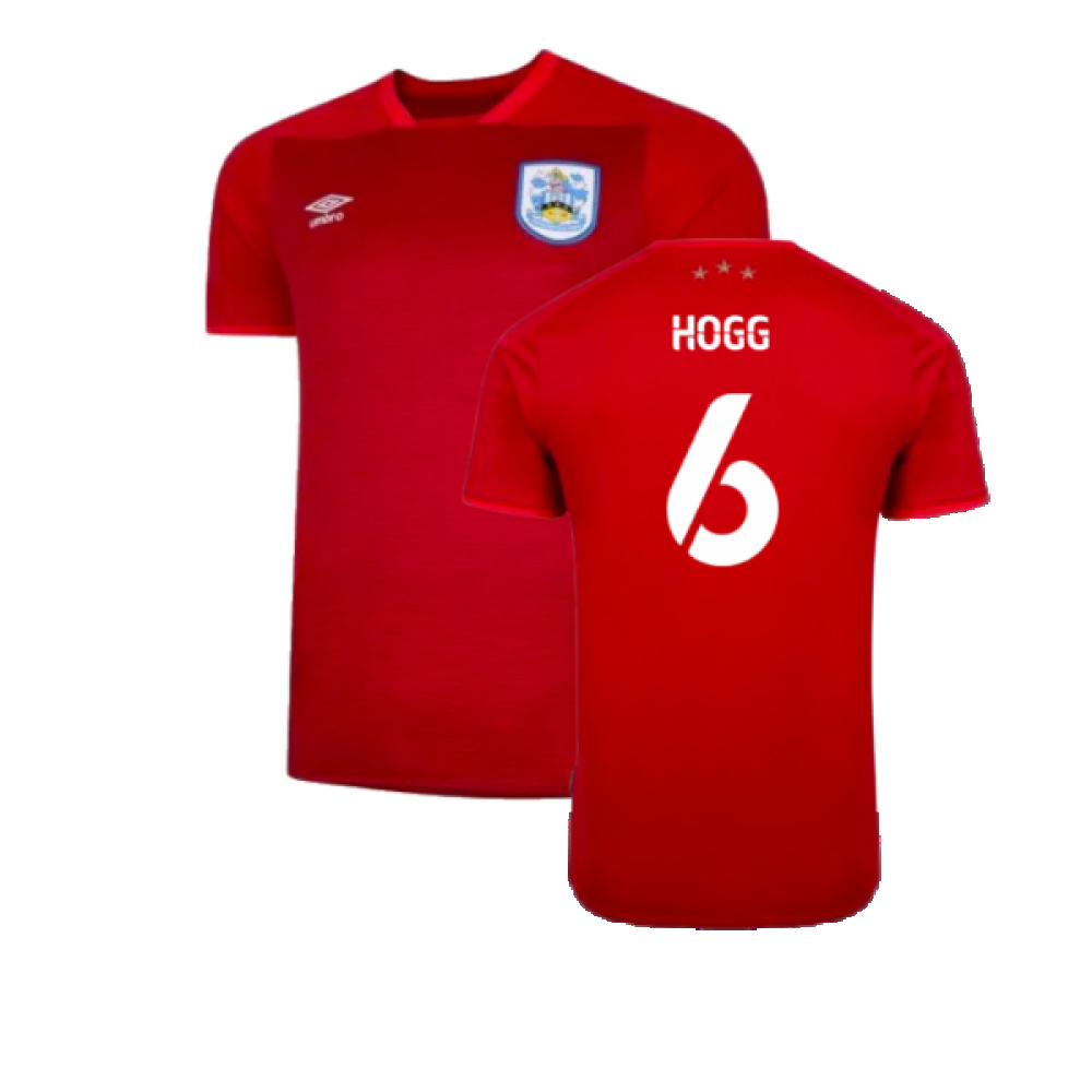 '20-'21 Huddersfield Away Shirt ) (Mint) (Hogg 6) Polyester Made By: Umbro Men's Red Xxl