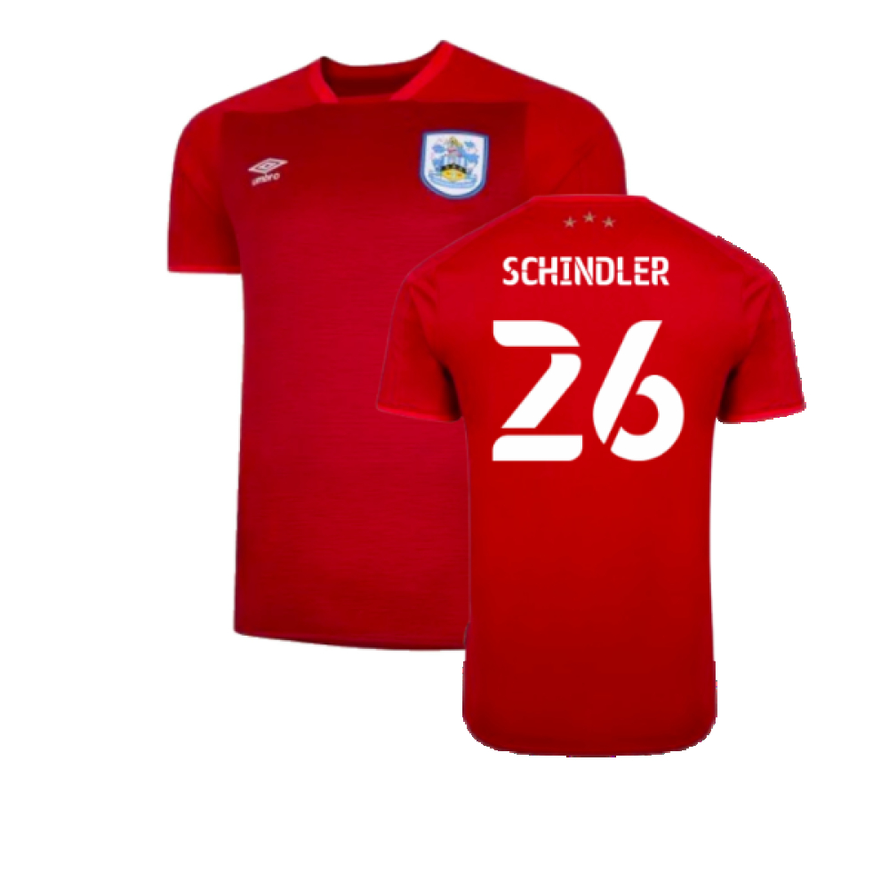'20-'21 Huddersfield Away Shirt ) (Mint) (Schindler 26) Polyester Made By: Umbro Men's Red Xxl