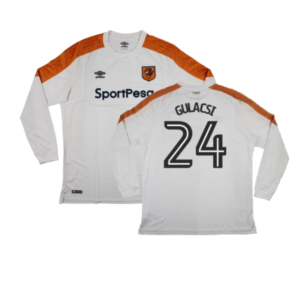 '17-'18 Hull City Long Sleeve Away Shirt ) (Excellent) (Gulacsi 24) Polyester Made By: Umbro Men's White Xxl