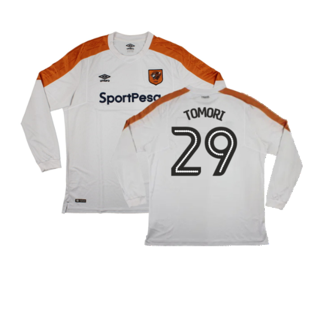 '17-'18 Hull City Long Sleeve Away Shirt ) (Excellent) (Tomori 29) Polyester Made By: Umbro Men's White Xxl