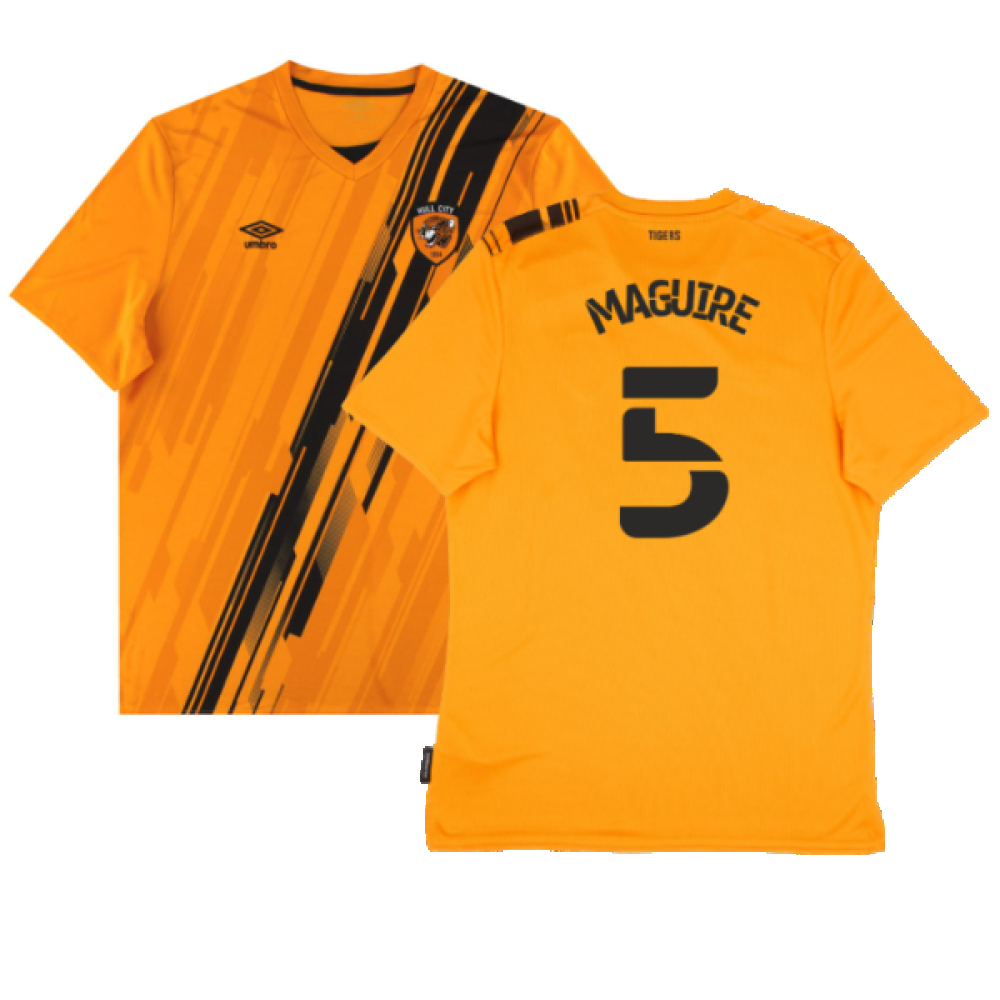 '21-'22 Hull City Home Shirt (Sponsorless) ) (Excellent) (Maguire 5) Polyester Made By: Umbro Men's Orange 3XL