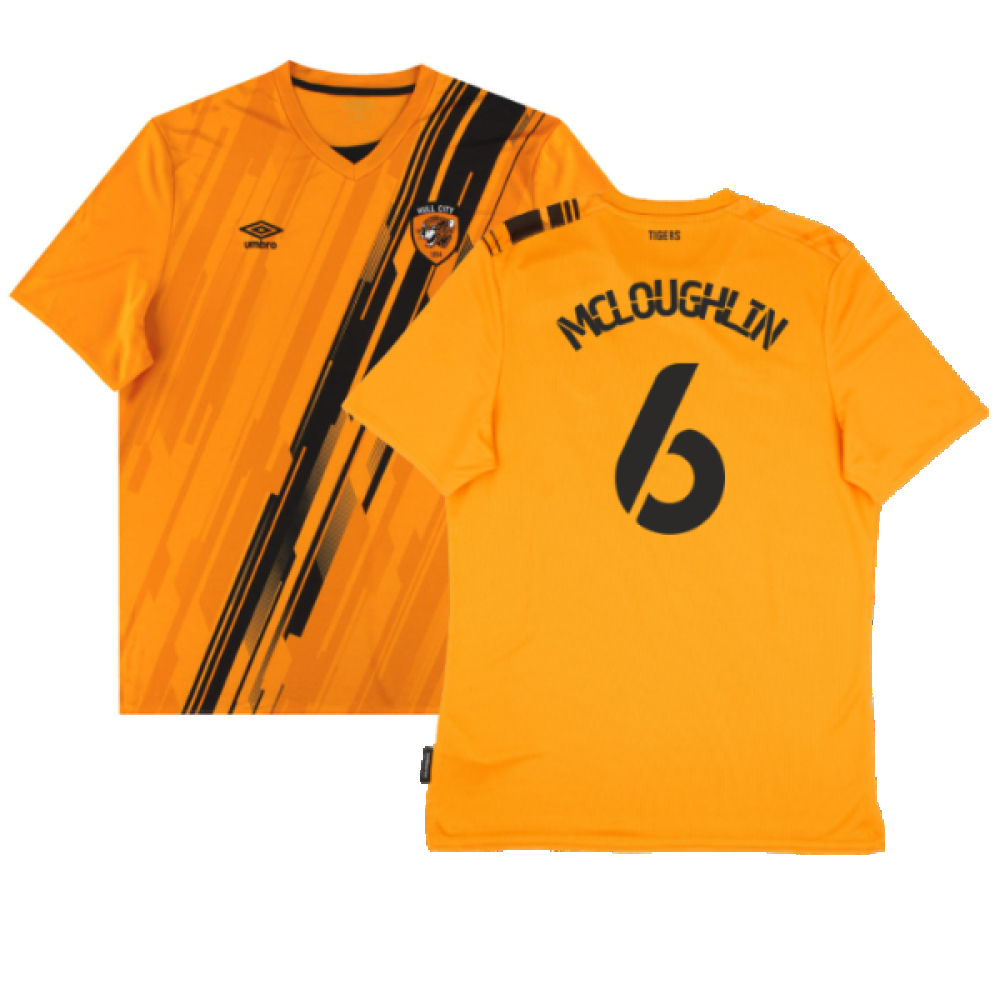 '21-'22 Hull City Home Shirt (Sponsorless) ) (Excellent) (Mcloughlin 6) Polyester Made By: Umbro Men's Orange 3XL