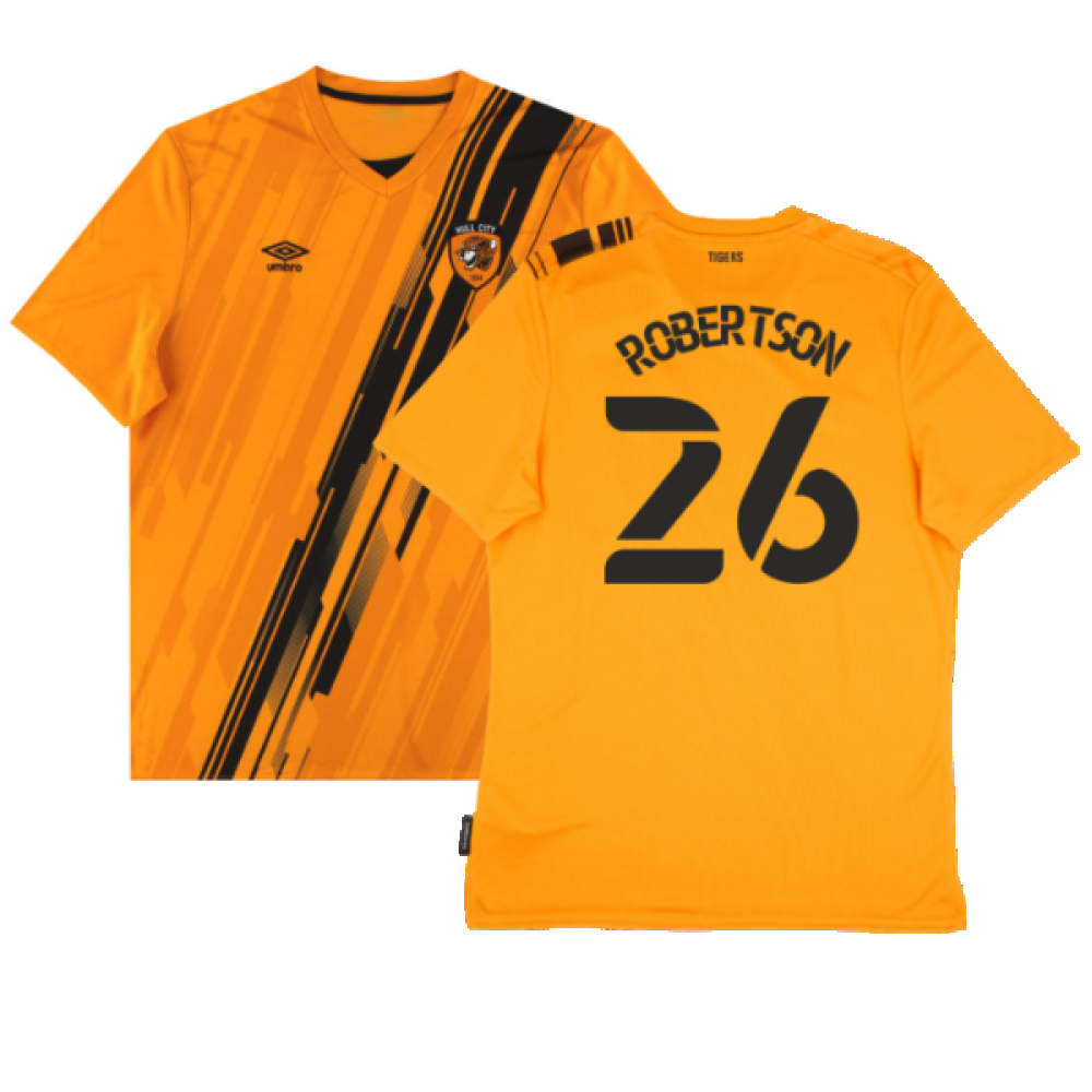 '21-'22 Hull City Home Shirt (Sponsorless) ) (Excellent) (Robertson 26) Polyester Made By: Umbro Men's Orange 3XL