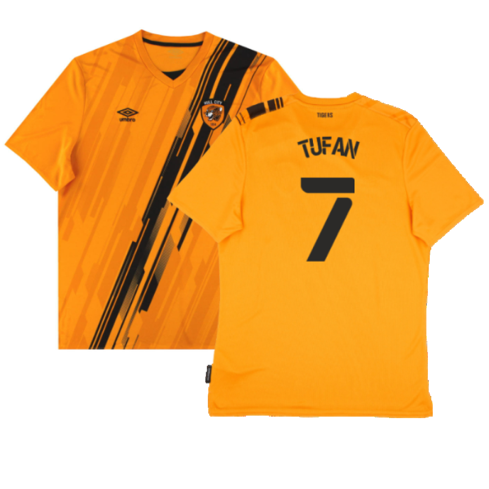 '21-'22 Hull City Home Shirt (Sponsorless) ) (Excellent) (Tufan 7) Polyester Made By: Umbro Men's Orange 3XL