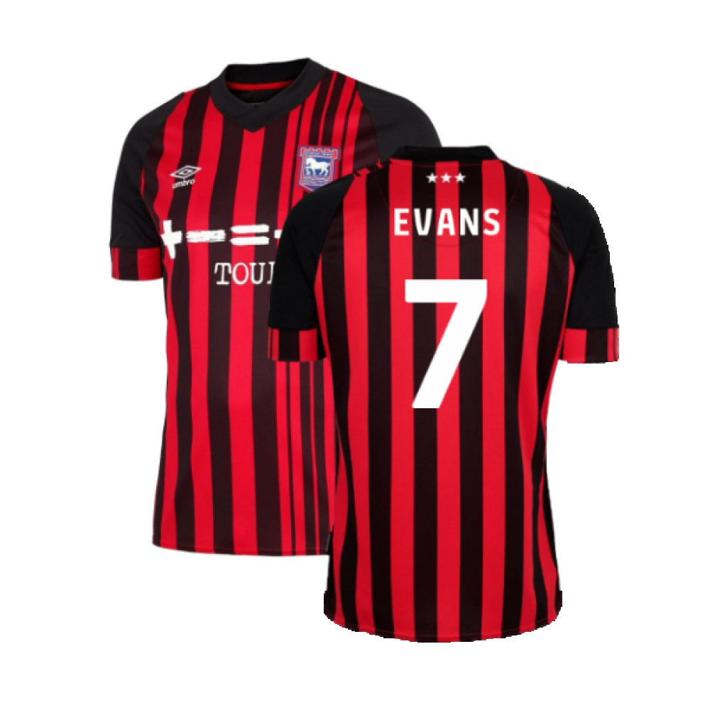 '22-'23 Ipswich Town Away Shirt (M) (Excellent) (Evans 7) Polyester Made By: Umbro Men's Red Medium