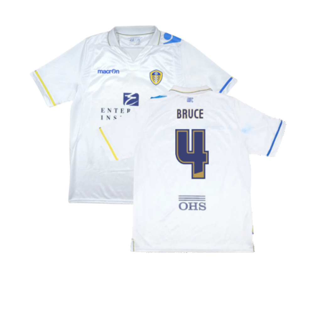 '11-'12 Leeds United Home Shirt (Very Good) (Bruce 4) Polyester Made By: Macron Men's White Extra Large