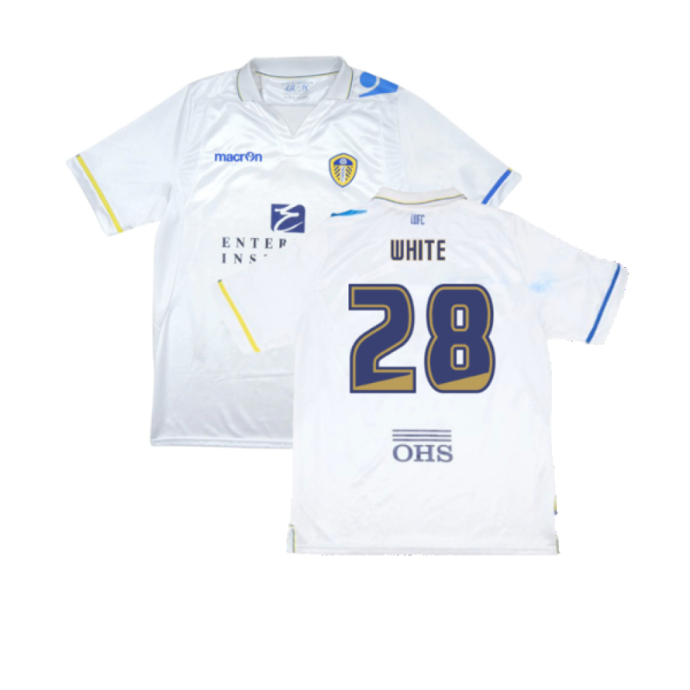 '11-'12 Leeds United Home Shirt (Very Good) ( 28) Polyester Made By: Macron Men's White Extra Large