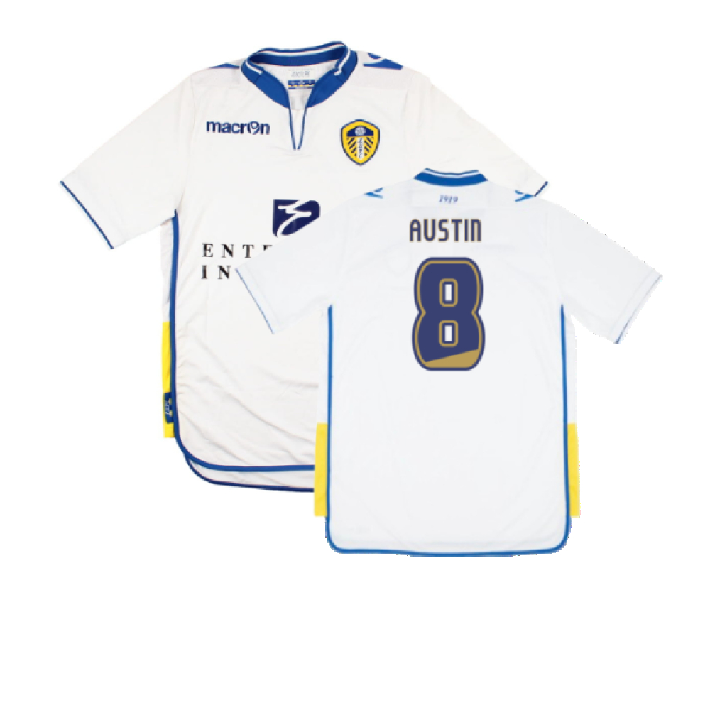 '12-'13 Leeds United Home Shirt (S) (Excellent) (Austin 8) Polyester Made By: Macron Men's White Small