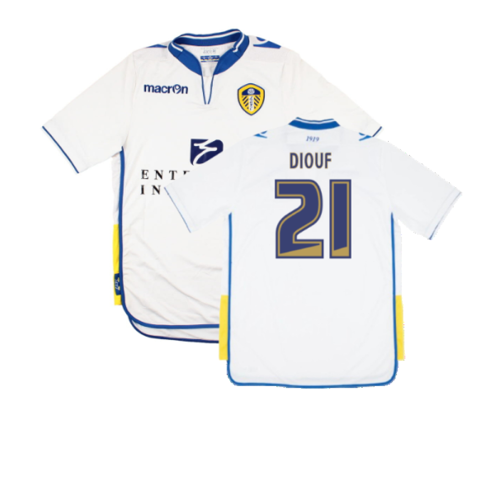 '12-'13 Leeds United Home Shirt (S) (Excellent) (Diouf 21) Polyester Made By: Macron Men's White Small