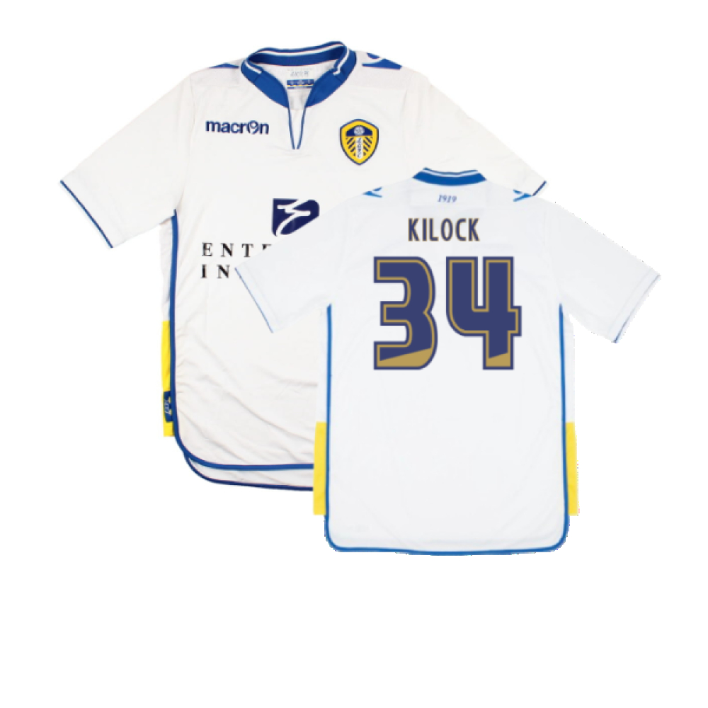 '12-'13 Leeds United Home Shirt (S) (Excellent) (Kilock 34) Polyester Made By: Macron Men's White Small