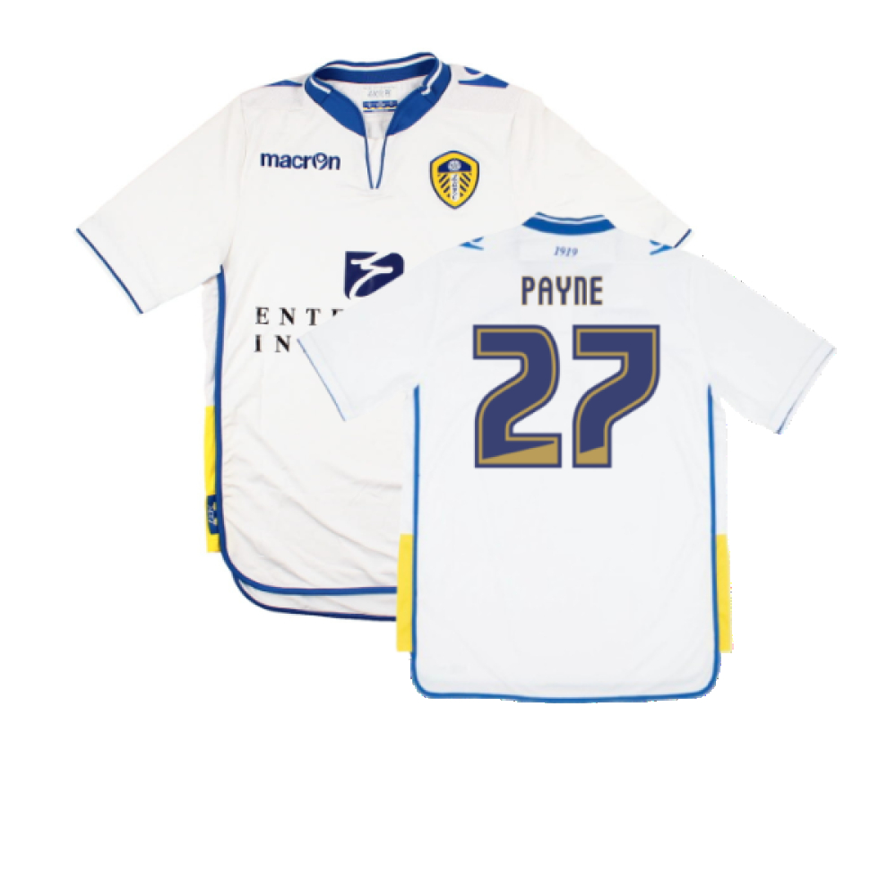 '12-'13 Leeds United Home Shirt (S) (Excellent) (Payne 27) Polyester Made By: Macron Men's White Small
