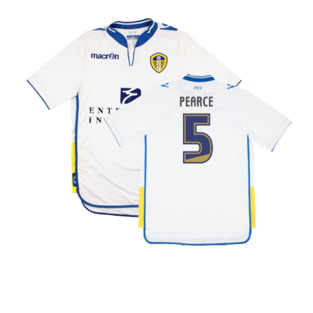 '12-'13 Leeds United Home Shirt (S) (Excellent) (Pearce 5) Polyester Made By: Macron Men's White Small