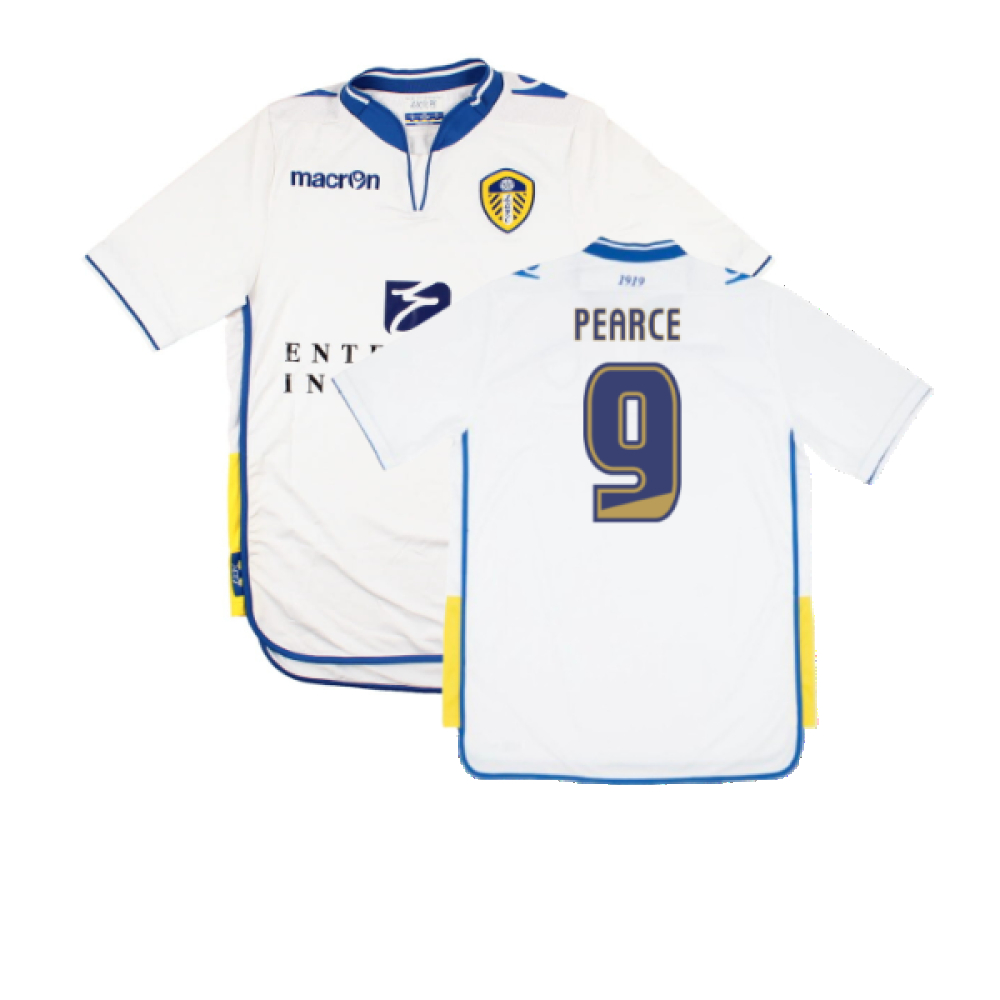 '12-'13 Leeds United Home Shirt (S) (Excellent) (Pearce 9) Polyester Made By: Macron Men's White Small