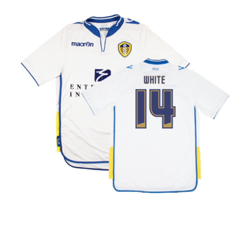 '12-'13 Leeds United Home Shirt (S) (Excellent) ( 14) Polyester Made By: Macron Men's White Small