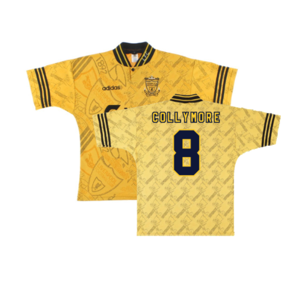'94-'96 Liverpool Third Shirt (Very Good) (Collymore 8) Polyester Made By: Adidas Men's Yellow Small