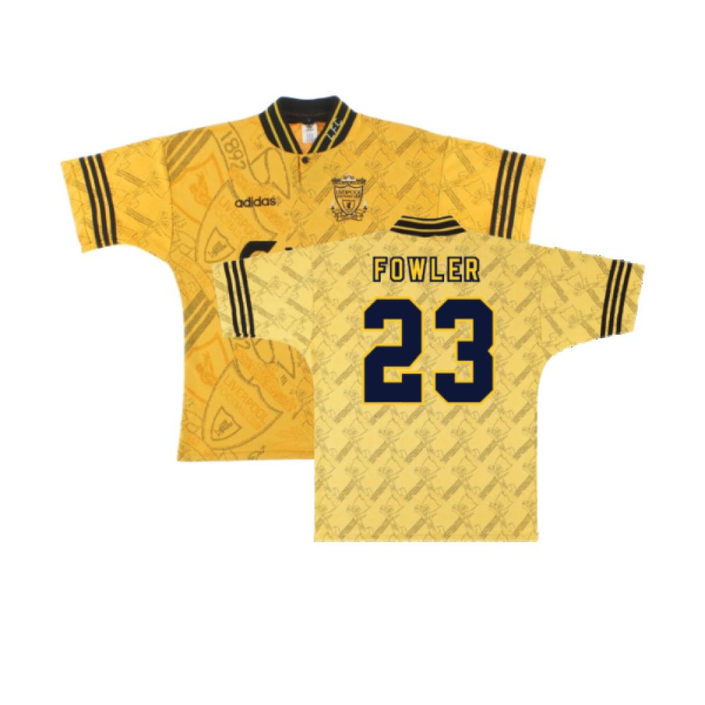 '94-'96 Liverpool Third Shirt (Very Good) (Fowler 23) Polyester Made By: Adidas Men's Yellow Small
