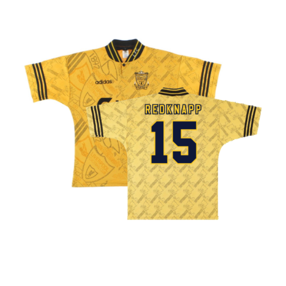 '94-'96 Liverpool Third Shirt (Very Good) (Redknapp 15) Polyester Made By: Adidas Men's Yellow Small