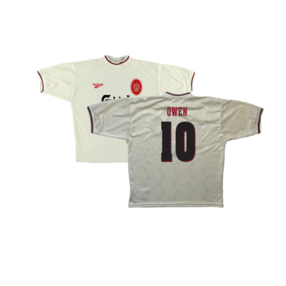 '96-'97 Liverpool Away Shirt ) (Excellent) (Owen 10) Polyester Michael Owen Made By: Reebok Men's Cream Extra Large