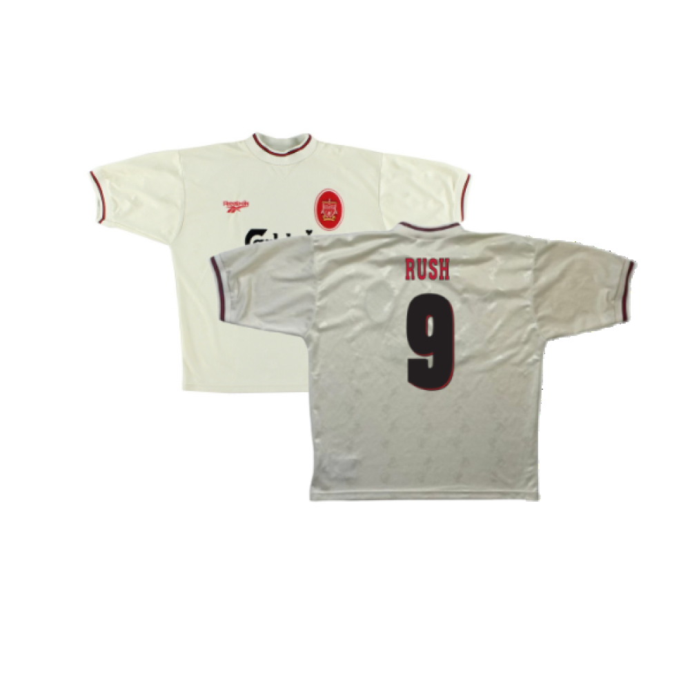 '96-'97 Liverpool Away Shirt ) (Excellent) (Rush 9) Polyester Made By: Reebok Men's Cream Extra Large