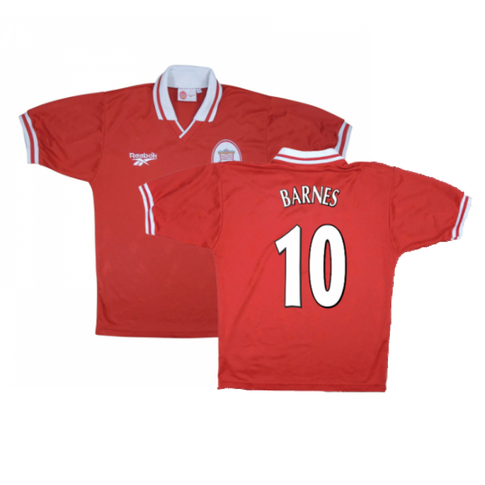 '96-'98 Liverpool Home Shirt ) (Very Good) (Barnes 10) Polyester Made By: Reebok Men's Red Extra Large
