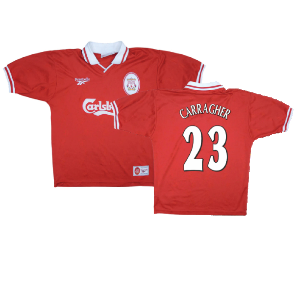 '96-'98 Liverpool Home Shirt ) (Excellent) (Carragher 23) Polyester Made By: Reebok Men's Red Extra Large