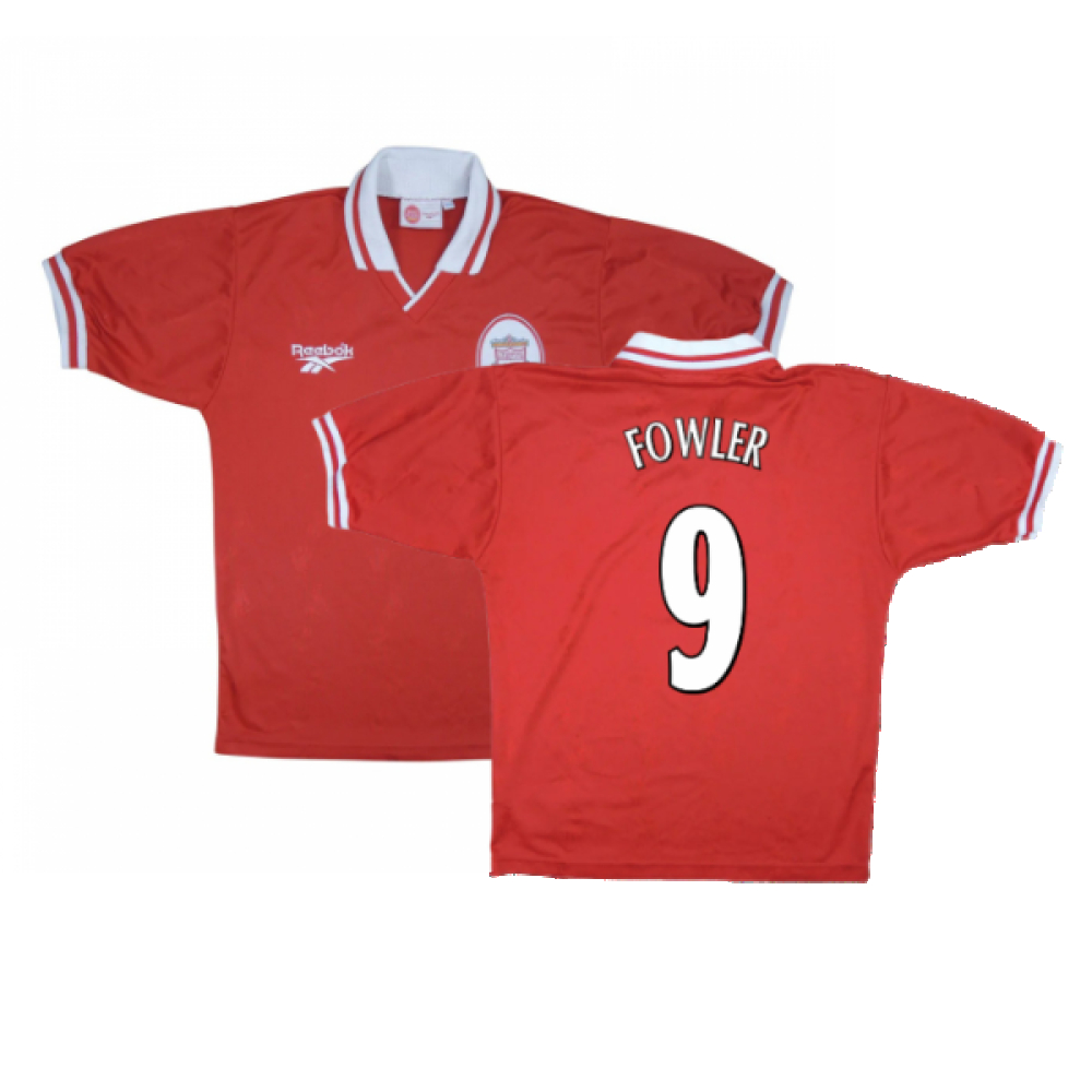 '96-'98 Liverpool Home Shirt ) (Very Good) (Fowler 9) Polyester Made By: Reebok Men's Red Extra Large