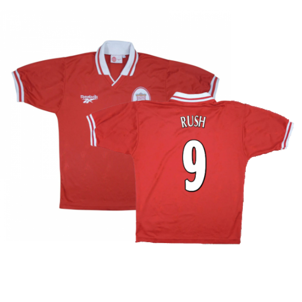 '96-'98 Liverpool Home Shirt ) (Very Good) (Rush 9) Polyester Made By: Reebok Men's Red Extra Large