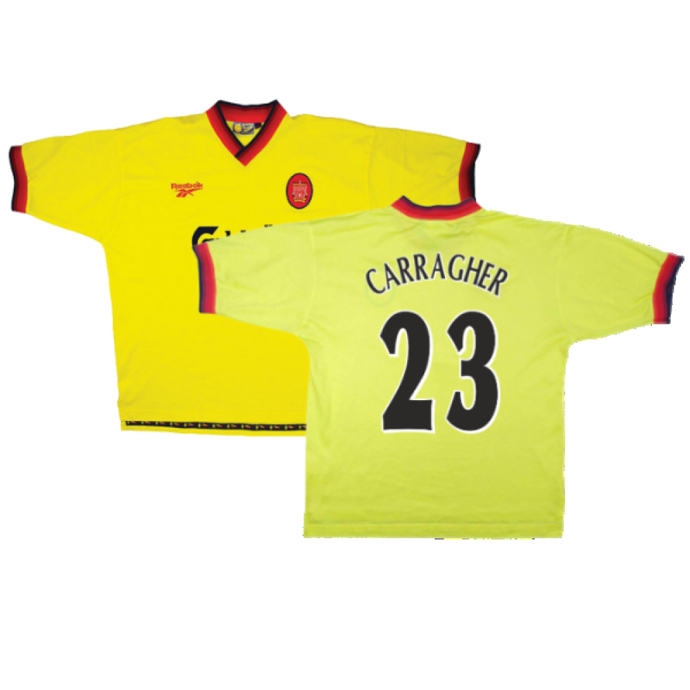 '97-'99 Liverpool Away Shirt ) (Very Good) (Carragher 23) Polyester Made By: Reebok Men's Yellow Extra Large