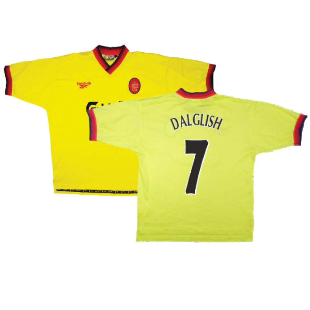 '97-'99 Liverpool Away Shirt ) (Very Good) (Dalglish 7) Polyester Made By: Reebok Men's Yellow Extra Large