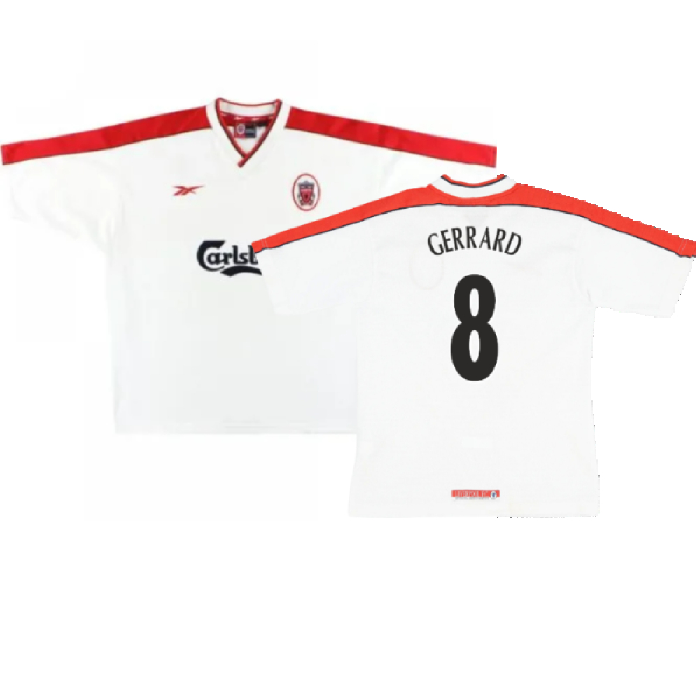 '98-'99 Liverpool Away Shirt ) (Excellent) (Gerrard 8) Polyester Steven Gerrard Made By: Reebok Men's White Extra Large