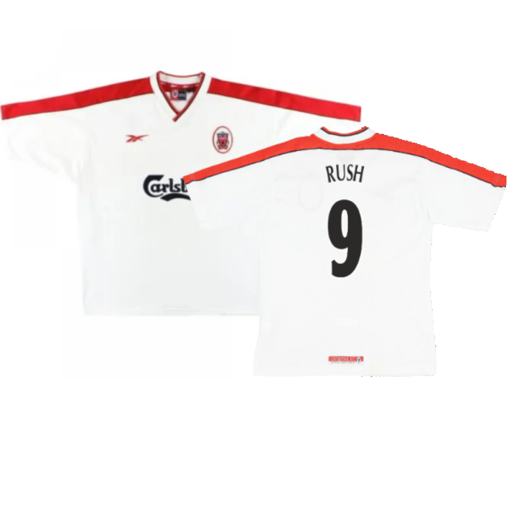 '98-'99 Liverpool Away Shirt ) (Excellent) (Rush 9) Polyester Made By: Reebok Men's White Extra Large