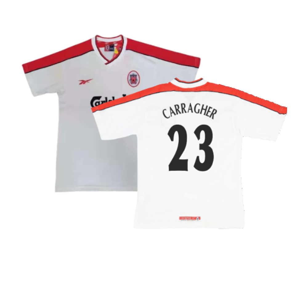 '98-'00 Liverpool Away Shirt (S) (Excellent) (Carragher 23) Polyester Made By: Reebok Men's White Small