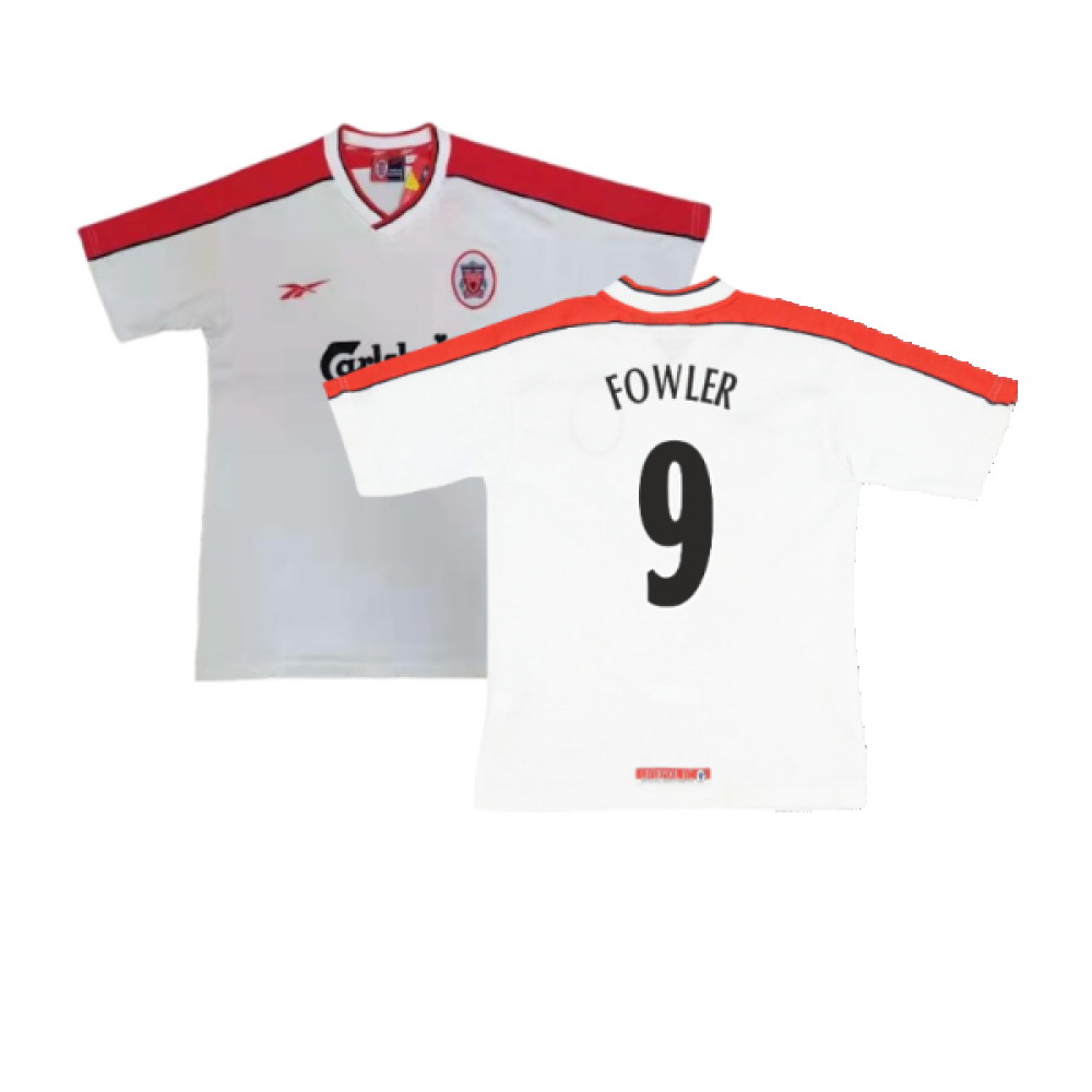 '98-'00 Liverpool Away Shirt (S) (Excellent) (Fowler 9) Polyester Made By: Reebok Men's White Small