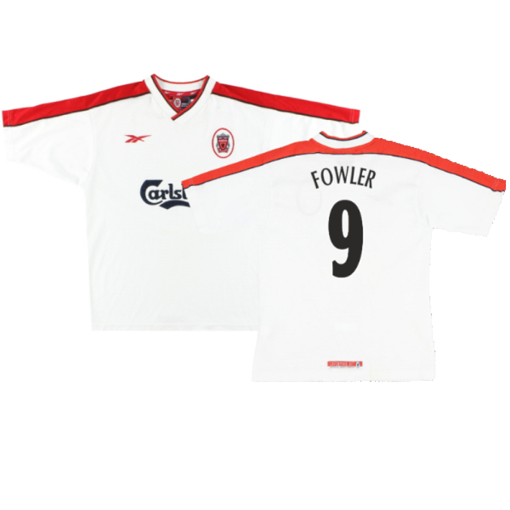 '98-'99 Liverpool Away Shirt ) (Very Good) (Fowler 9) Polyester Made By: Reebok Men's White Extra Large