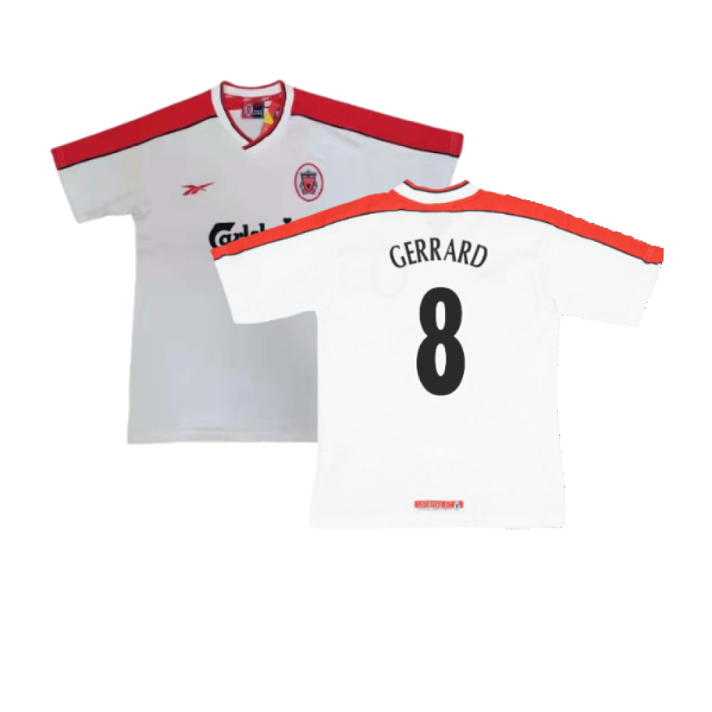 '98-'00 Liverpool Away Shirt (S) (Excellent) (Gerrard 8) Polyester Steven Gerrard Made By: Reebok Men's White Small
