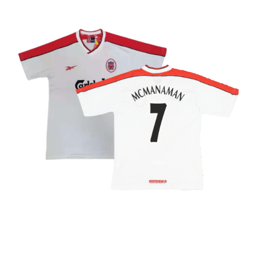 '98-'00 Liverpool Away Shirt (S) (Excellent) (Mcmanaman 7) Polyester Made By: Reebok Men's White Small