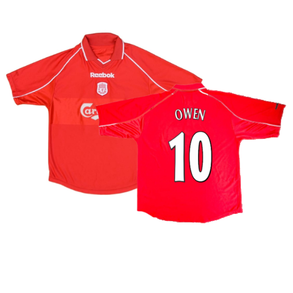 '00-'02 Liverpool Home Shirt ) (Excellent) (Owen 10) Polyester Made By: Reebok Men's Red Xxl