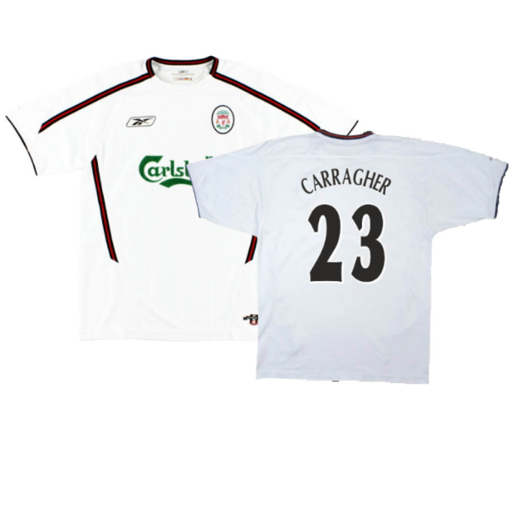 '03-'05 Liverpool Away Shirt (Excellent) (Carragher 23) Polyester Made By: Reebok Men's White Extra Large