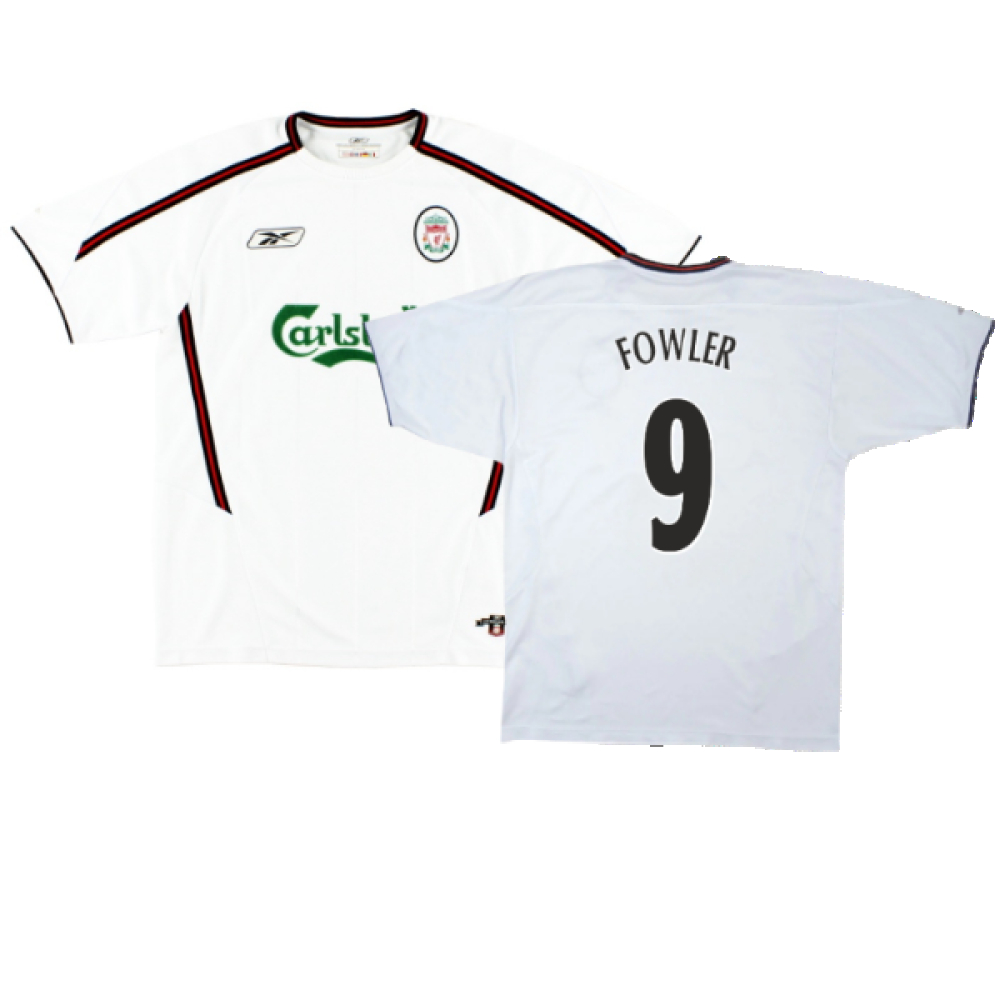 '03-'05 Liverpool Away Shirt (Excellent) (Fowler 9) Polyester Made By: Reebok Men's White Extra Large