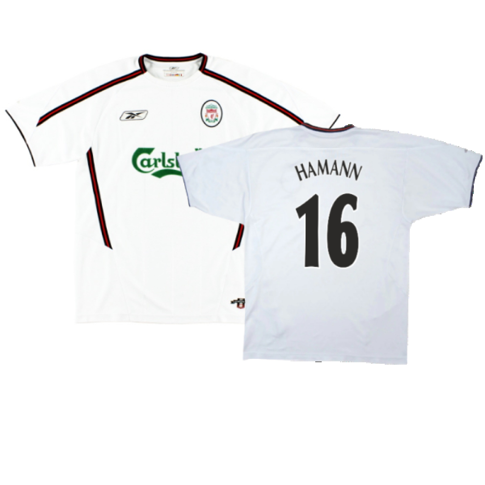 '03-'05 Liverpool Away Shirt (Excellent) (Hamann 16) Polyester Made By: Reebok Men's White Extra Large