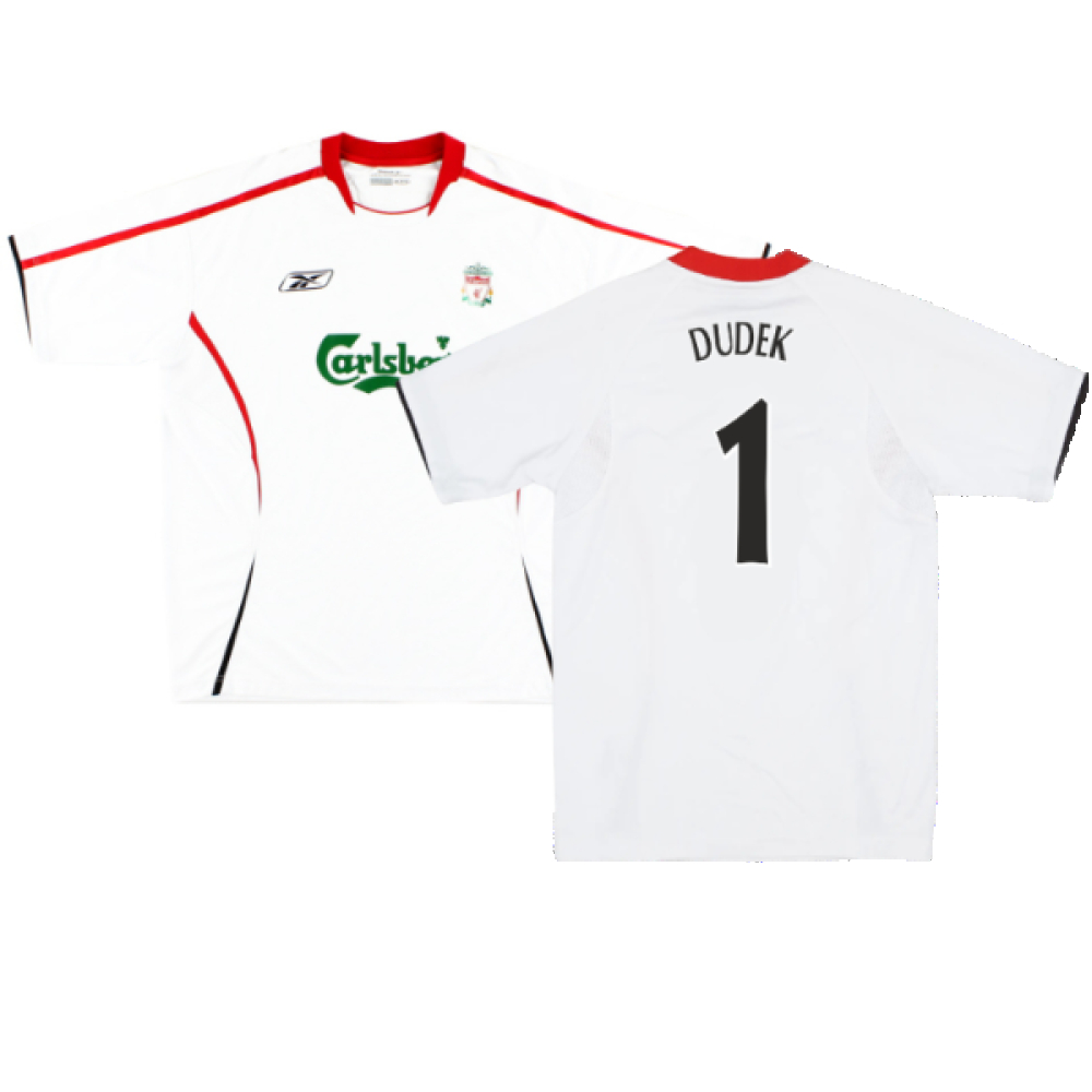 '05-'06 Liverpool Away Shirt ) (Very Good) (Dudek 1) Polyester Made By: Reebok Men's White Xxl