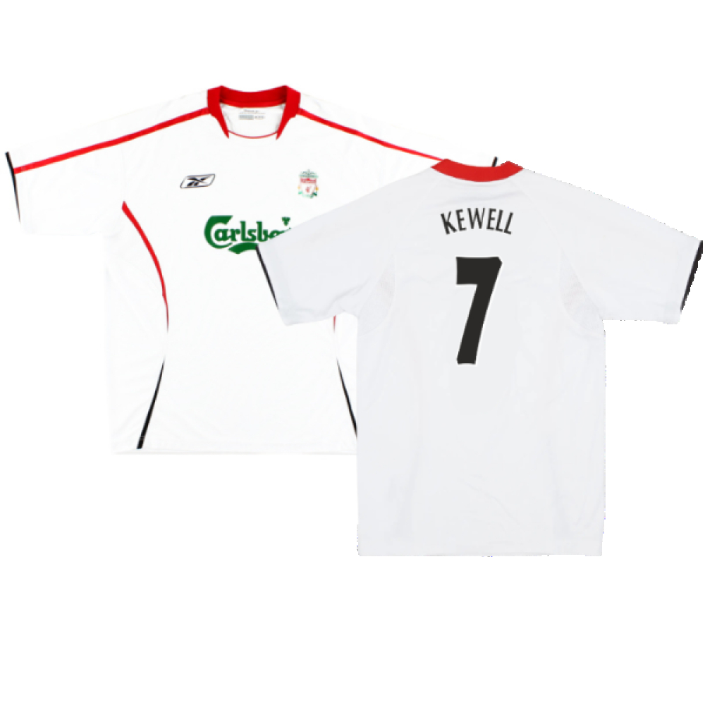'05-'06 Liverpool Away Shirt ) (Very Good) (Kewell 7) Polyester Made By: Reebok Men's White Xxl