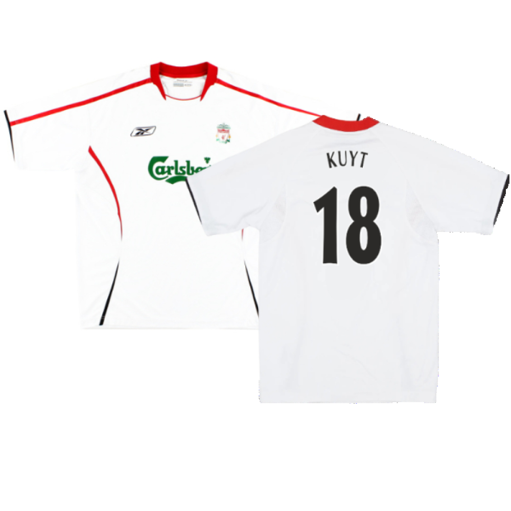 '05-'06 Liverpool Away Shirt ) (Very Good) (Kuyt 18) Polyester Dirk Kuyt Made By: Reebok Men's White Xxl