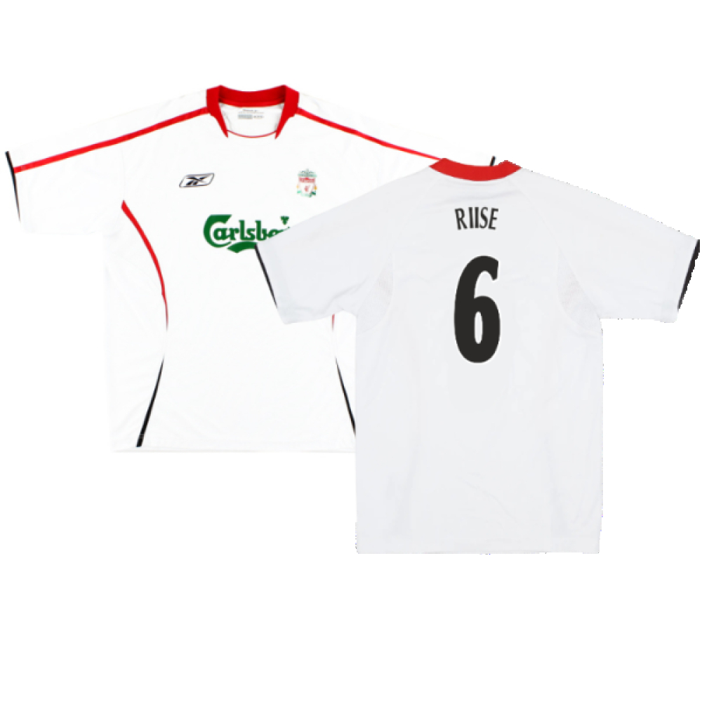 '05-'06 Liverpool Away Shirt ) (Very Good) (Riise 6) Polyester Made By: Reebok Men's White Xxl